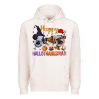 Pale Pink Happy Hallothanksmas Cows Premium Hoodie - BundleAndBundleShop