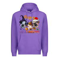 Purple Happy Hallothanksmas Cows Premium Hoodie - BundleAndBundleShop