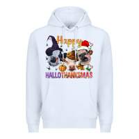 White Happy Hallothanksmas Cows Premium Hoodie - BundleAndBundleShop