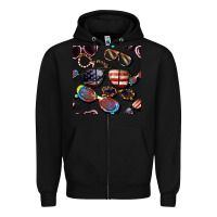Black 4th of july glasses  seamless pattern Zipper Hoodie - BundleAndBundleShop