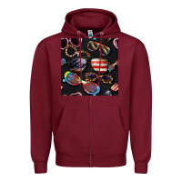 Burgundy 4th of july glasses  seamless pattern Zipper Hoodie - BundleAndBundleShop