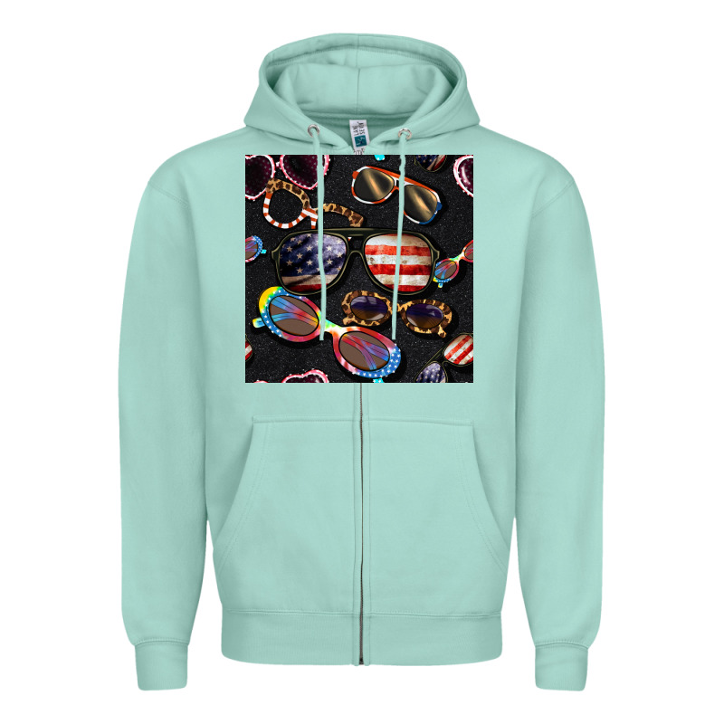 4th Of July Glasses  Seamless Pattern Zipper Hoodie by BundleAndBundleShop | Teevron