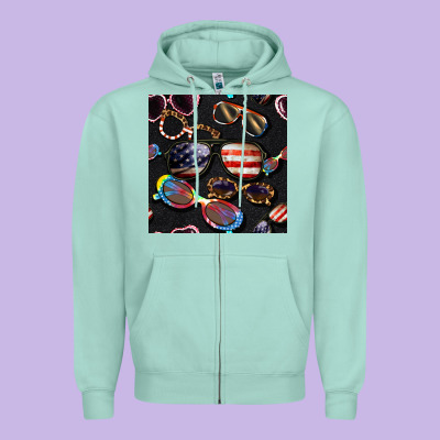 4th Of July Glasses  Seamless Pattern Zipper Hoodie Designed By Bundleandbundleshop