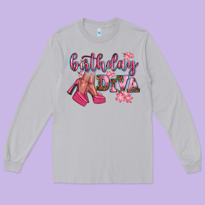 Birthday Diva Long Sleeve Tee Designed By Adodesignshop