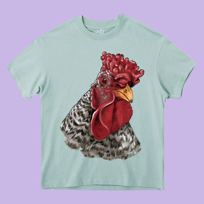 Dominique Rooster Head Heavy Core Tee Designed By Lillyallendesigns