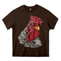 Chocolate Brown dominique rooster head Heavy Core Tee - LillyAllenDesigns