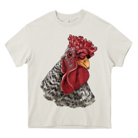 Cream dominique rooster head Heavy Core Tee - LillyAllenDesigns