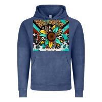 Vintage Denim turquoise gemstone sunflower Vintage Hoodie - Zillion Design Studio