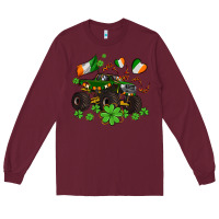 Burgundy monster truck with shamrocks Long Sleeve Tee - AdoDesignShop
