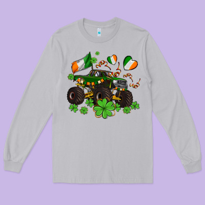 Monster Truck With Shamrocks Long Sleeve Tee Designed By Adodesignshop