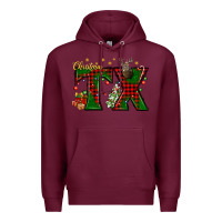 Burgundy Christmas Texas With Deer Premium Hoodie - BundleAndBundleShop