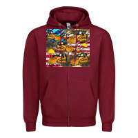 Burgundy bulldozer camouflage american flag Zipper Hoodie - Artiststas