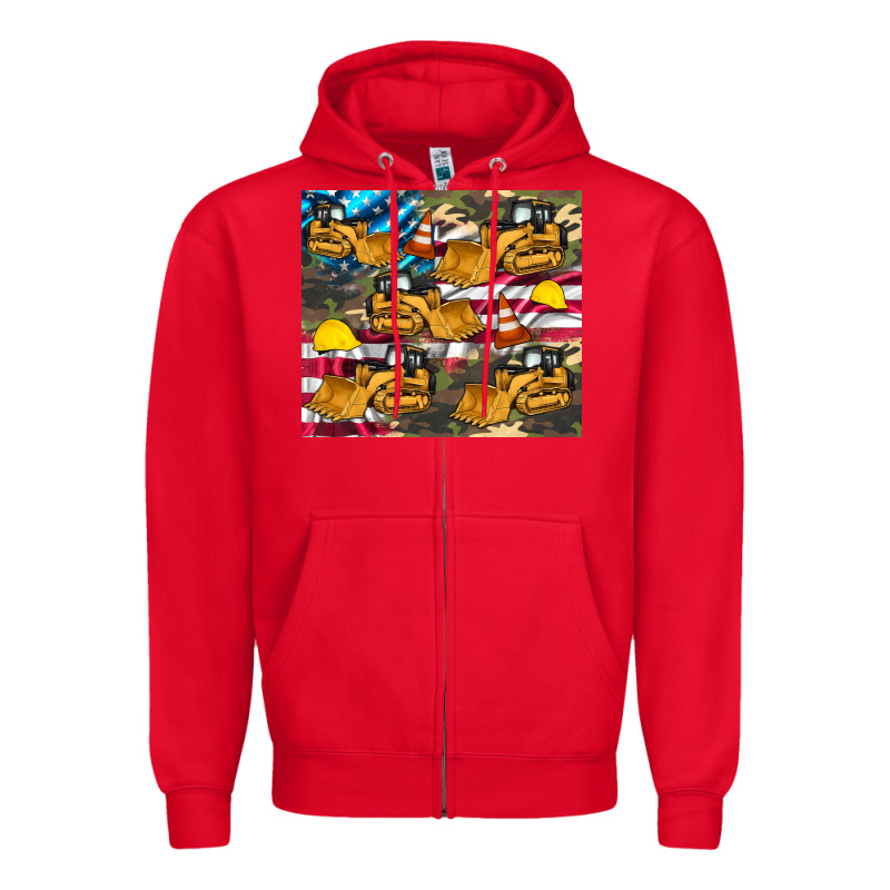 Bulldozer Camouflage American Flag Zipper Hoodie by Artiststas | Teevron