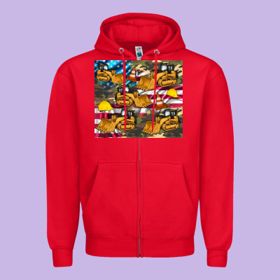 Bulldozer Camouflage American Flag Zipper Hoodie Designed By Artiststas