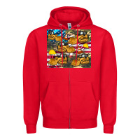 Red bulldozer camouflage american flag Zipper Hoodie - Artiststas