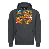 Smoke bulldozer camouflage american flag Zipper Hoodie - Artiststas