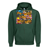 Sports Green bulldozer camouflage american flag Zipper Hoodie - Artiststas