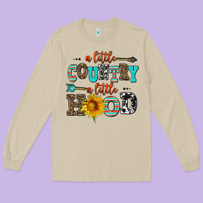A Little Country A Little Hood Long Sleeve Tee Designed By Adodesignshop