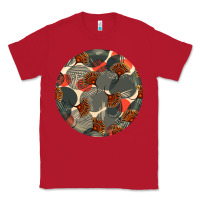 Red african fabric pattern round earrings 5 Classic Tee - BundleAndBundleShop