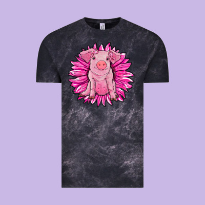 Pink Sunflower Pig Vintage Tee Designed By Ranaportraitstore