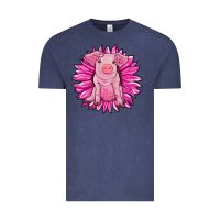 Vintage Denim pink sunflower pig Vintage Tee - RanaPortraitStore