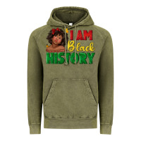 Vintage Olive i am black history with afro black girl Vintage Hoodie - texasbilliewilder
