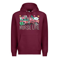 Burgundy Nurse Life Truck Premium Hoodie - BundleAndBundleShop