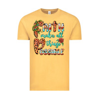 Vintage Mustard faith makes all things possible Vintage Tee - BarkalooDesign