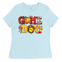 Baby Blue game day softball Ladies Tee - AdoDesignShop