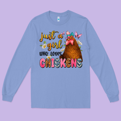 Just A Girl Who Loves Chickens Long Sleeve Tee Designed By Jahusdesignshop