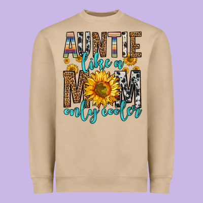 Auntie Like A Mom Only Cooler Heavyweight Sweatshirt Designed By Zillion Design Studio
