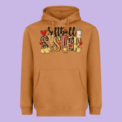 Softball Sister Heavyweight Hoodie Designed By Maliassmallbusiness