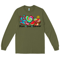 Army Green peace love  summer Long Sleeve Tee - AdoDesignShop