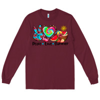 Burgundy peace love  summer Long Sleeve Tee - AdoDesignShop