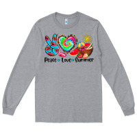 Heather Grey peace love  summer Long Sleeve Tee - AdoDesignShop