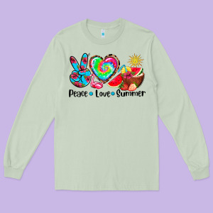 Peace Love  Summer Long Sleeve Tee Designed By Adodesignshop
