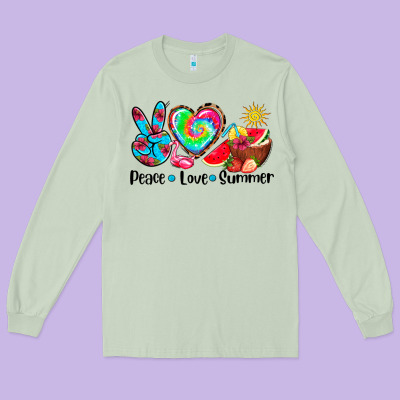 Peace Love  Summer Long Sleeve Tee Designed By Adodesignshop