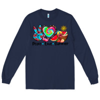 Navy peace love  summer Long Sleeve Tee - AdoDesignShop