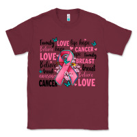 Burgundy breast cancer ribbons with cancer words Classic Tee - AdoDesignShop