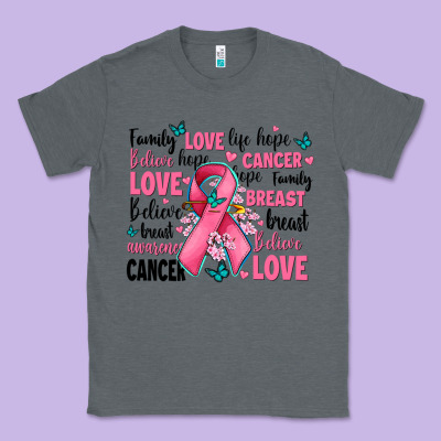 Breast Cancer Ribbons With Cancer Words Classic Tee Designed By Adodesignshop