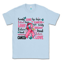 Dusty Blue breast cancer ribbons with cancer words Classic Tee - AdoDesignShop