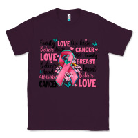 Plum breast cancer ribbons with cancer words Classic Tee - AdoDesignShop