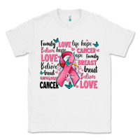 White breast cancer ribbons with cancer words Classic Tee - AdoDesignShop
