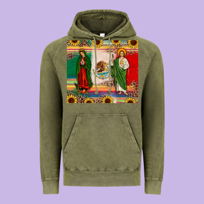 Mexico Flag Our Lady Of Guadalupe San Judas Sunflower Vintage Hoodie Designed By Jahusdesignshop