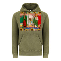 Vintage Olive mexico flag our lady of guadalupe san judas sunflower Vintage Hoodie - JahusDesignShop