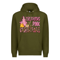 Army Green Dreaming Of A Pink Christmas Premium Hoodie - BundleAndBundleShop