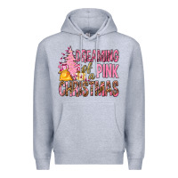 Heather Grey Dreaming Of A Pink Christmas Premium Hoodie - BundleAndBundleShop