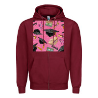 Burgundy pink glitter graduation seamless pattern Zipper Hoodie - BundleAndBundleShop