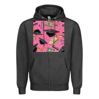 Charcoal Heather pink glitter graduation seamless pattern Zipper Hoodie - BundleAndBundleShop