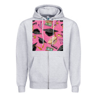 Heather Grey pink glitter graduation seamless pattern Zipper Hoodie - BundleAndBundleShop